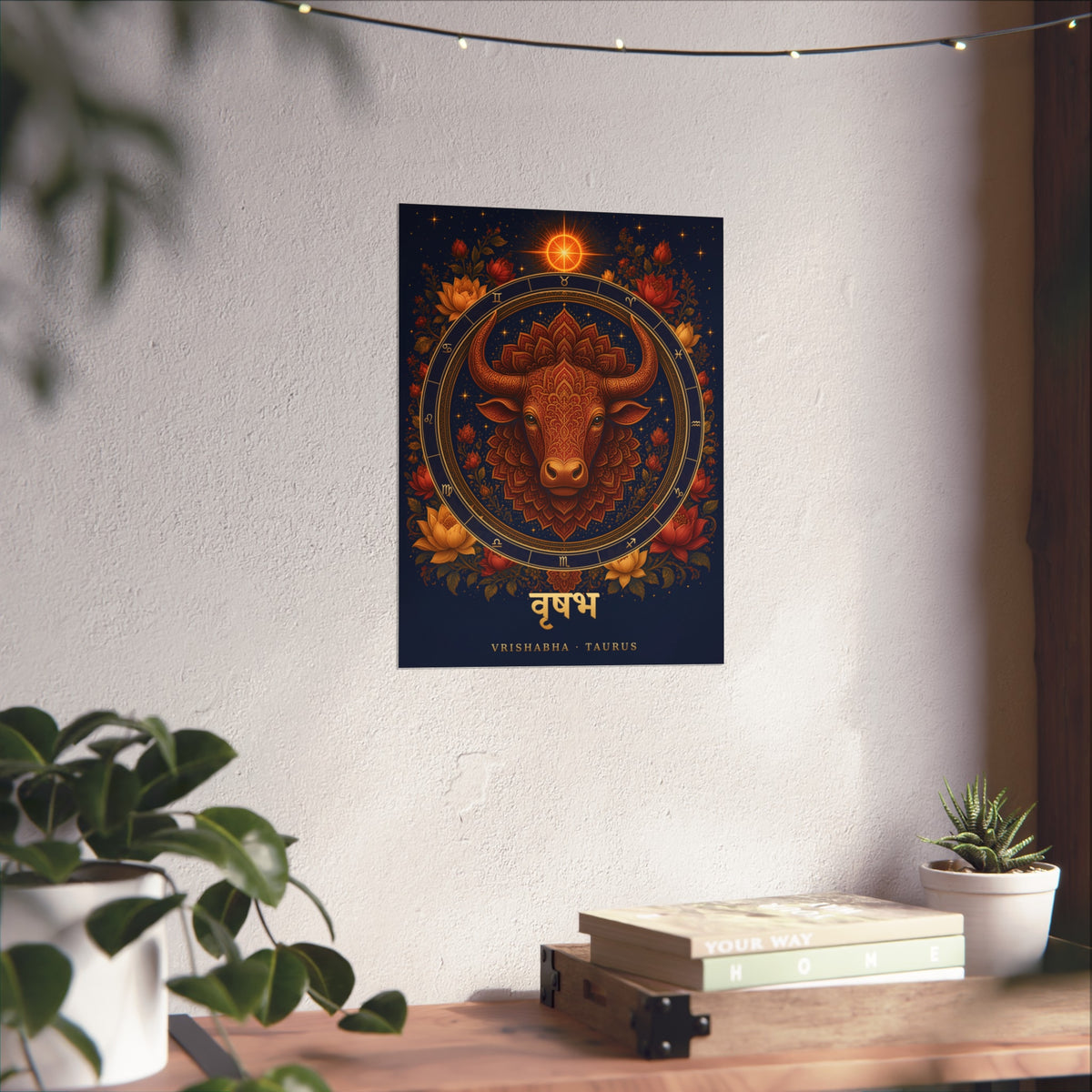 Vrishabha Taurus Zodiac Wheel Art Print | Vedic Rashi Chakra Poster | AstralWhere