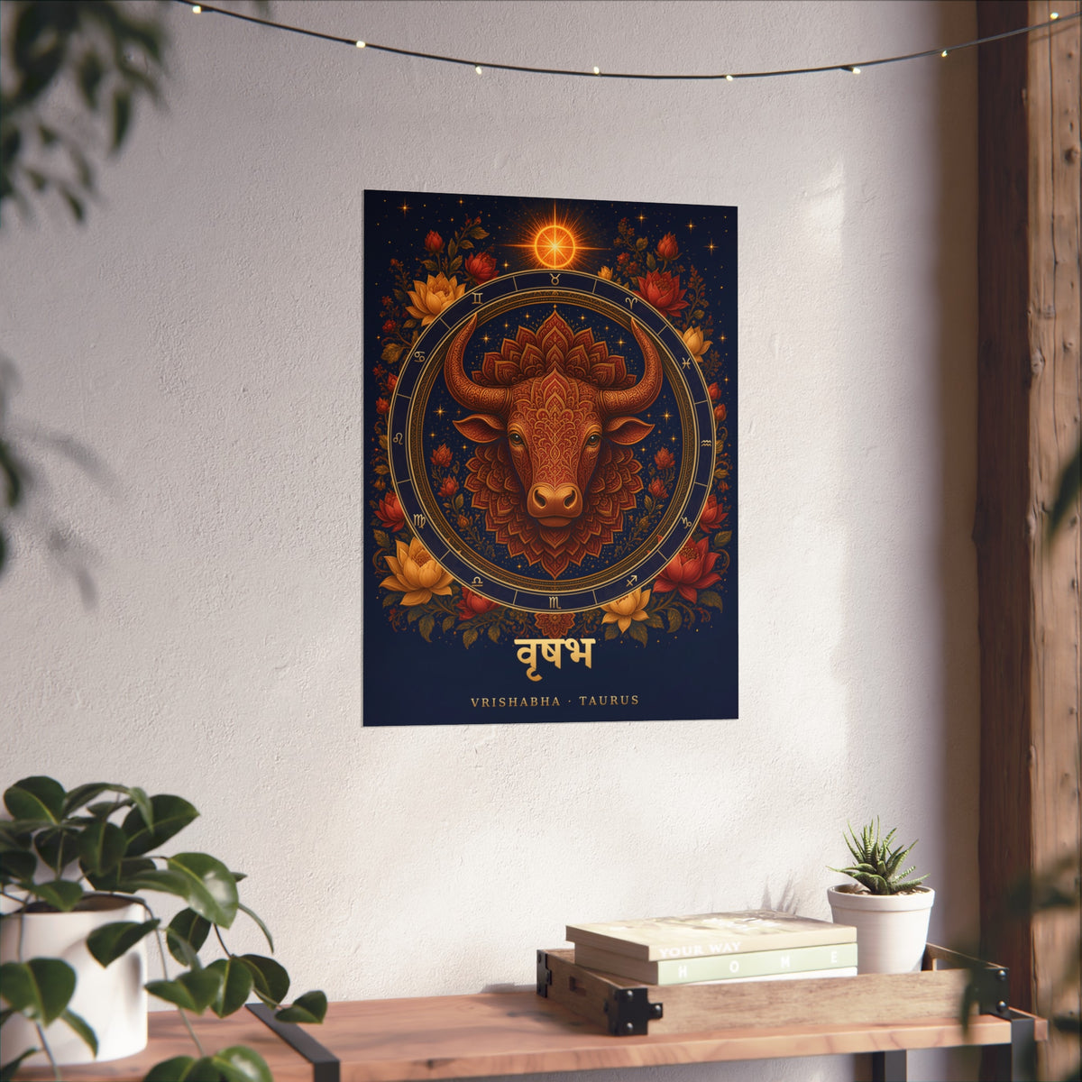 Vrishabha Taurus Zodiac Wheel Art Print | Vedic Rashi Chakra Poster | AstralWhere