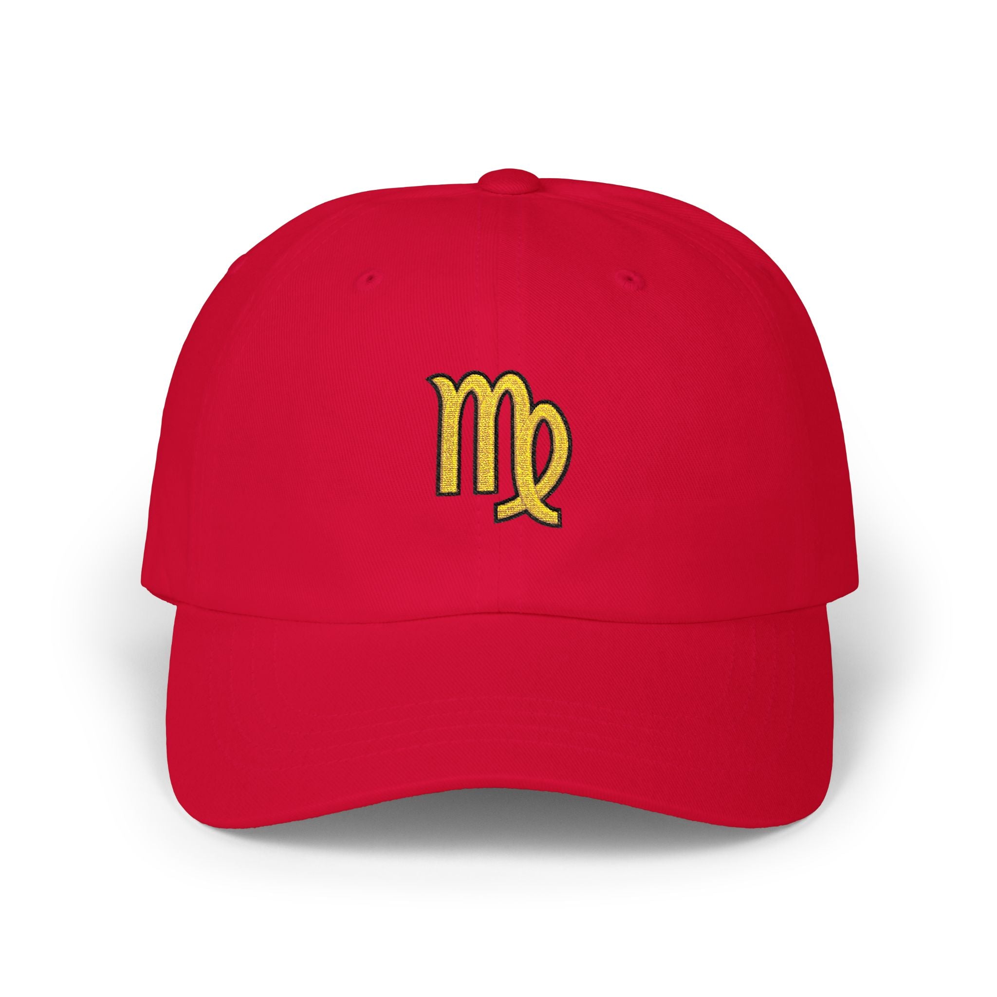 Virgo Zodiac Dad Cap — Embroidered Gold Virgo Symbol Baseball Hat