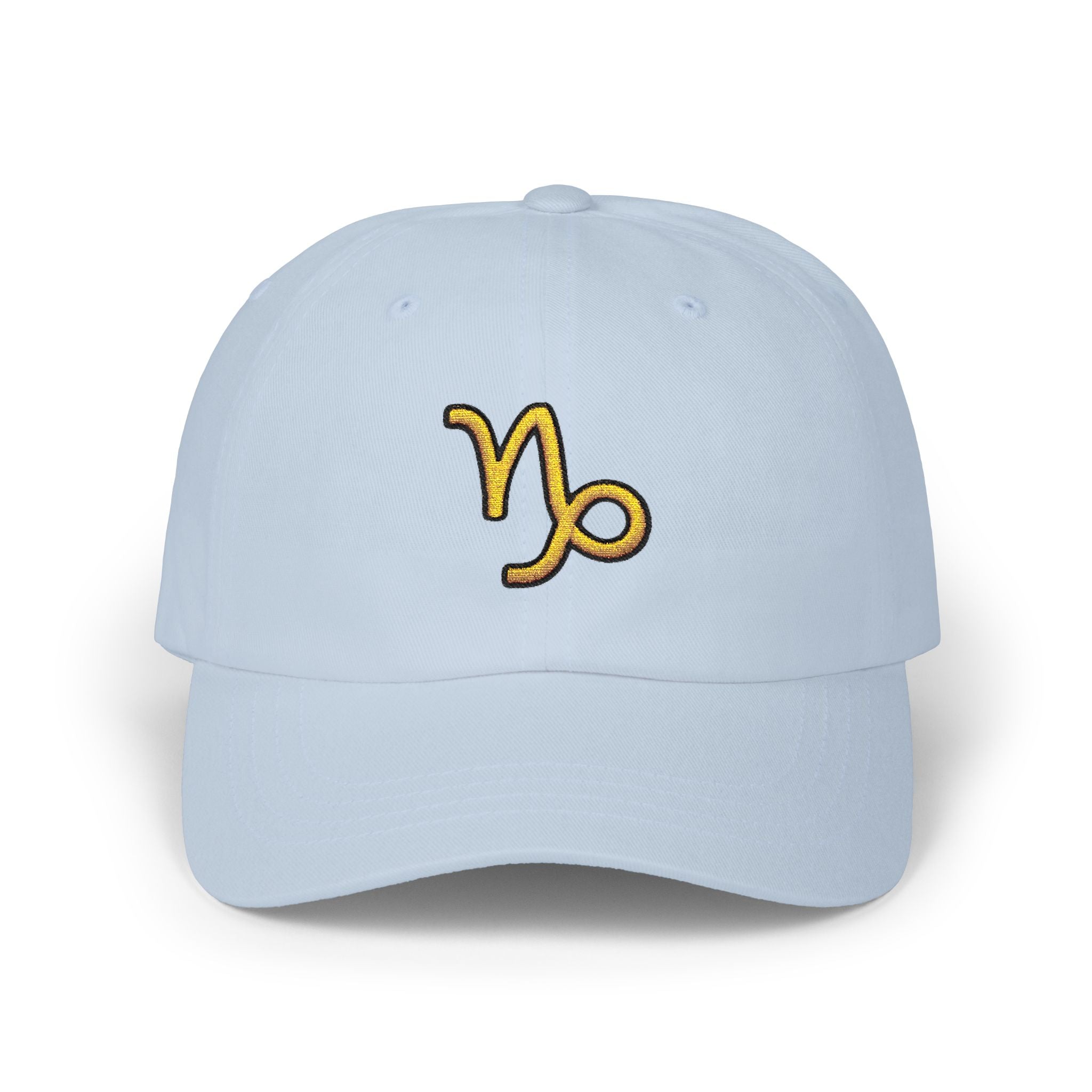 Capricorn Zodiac Dad Cap — Embroidered Gold Capricorn Symbol Baseball Hat
