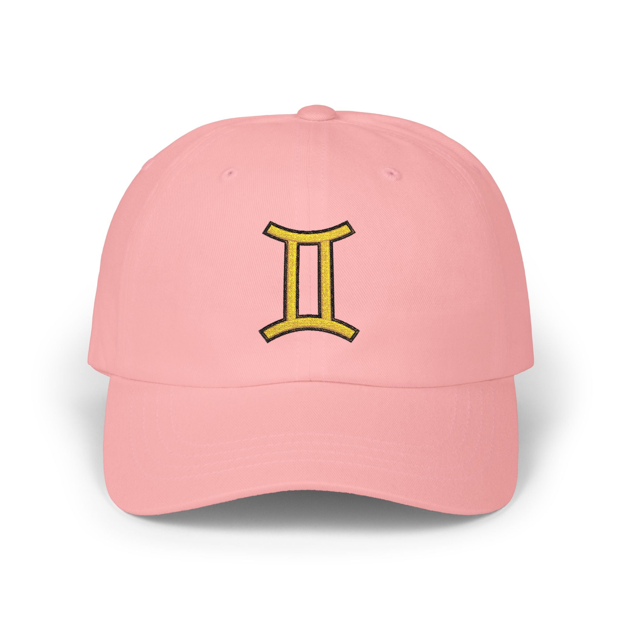 Gemini Zodiac Dad Cap — Embroidered Gold Gemini Symbol Baseball Hat