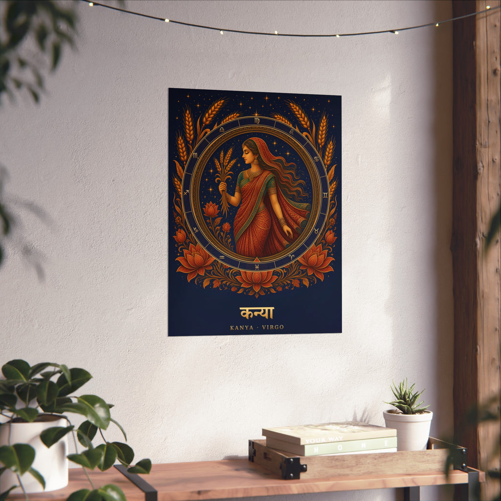 Kanya Virgo Zodiac Wheel Art Print | Vedic Rashi Chakra Poster | AstralWhere
