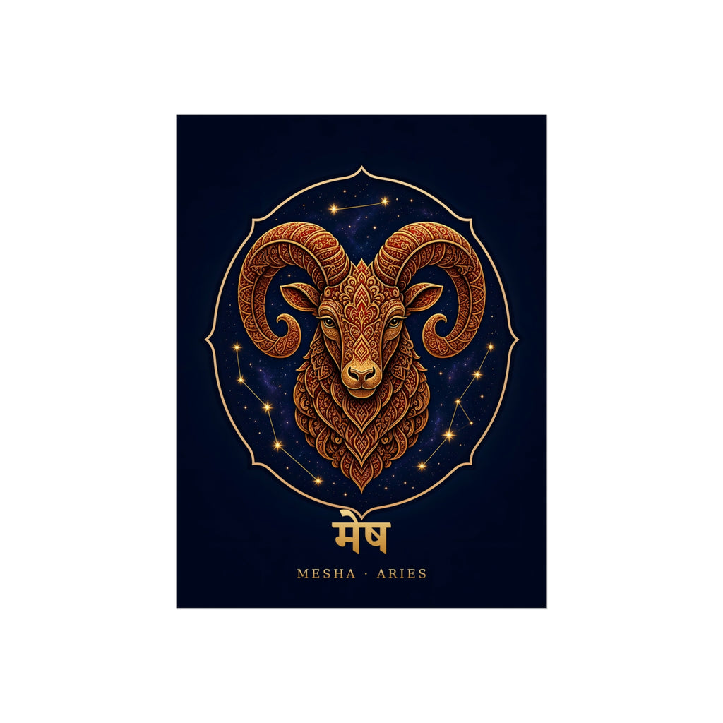 Mesha Aries Mandala Ram Art Print | Vedic Astrology Fine Art Poster | AstralWhere