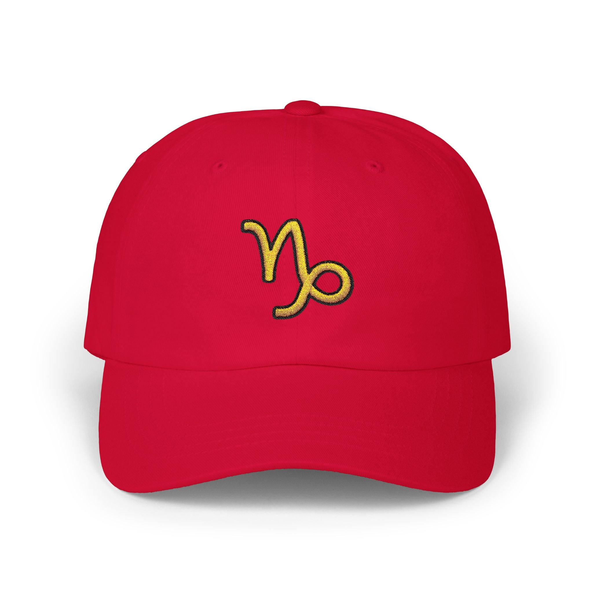 Capricorn Zodiac Dad Cap — Embroidered Gold Capricorn Symbol Baseball Hat