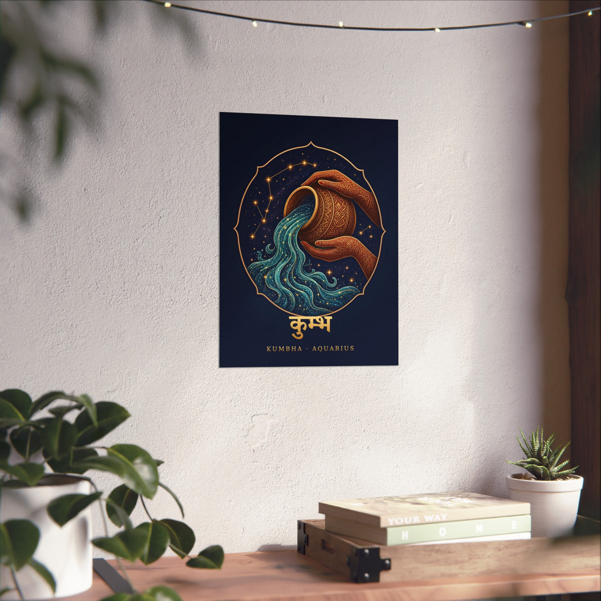 Kumbha Aquarius Mandala Water Pot Art Print | Vedic Astrology Fine Art Poster | AstralWhere