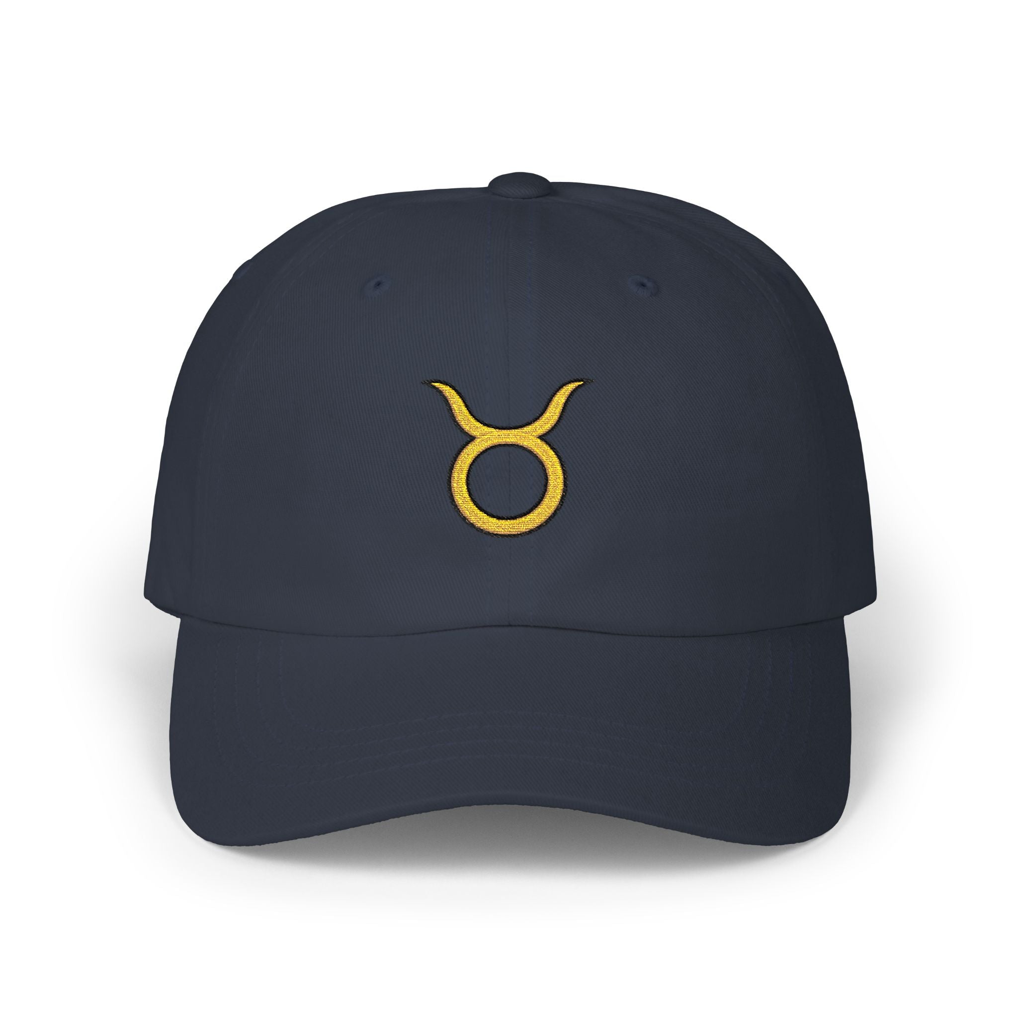 Taurus Zodiac Dad Cap — Embroidered Gold Taurus Symbol Baseball Hat