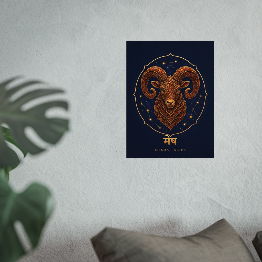 Mesha Aries Mandala Ram Art Print | Vedic Astrology Fine Art Poster | AstralWhere
