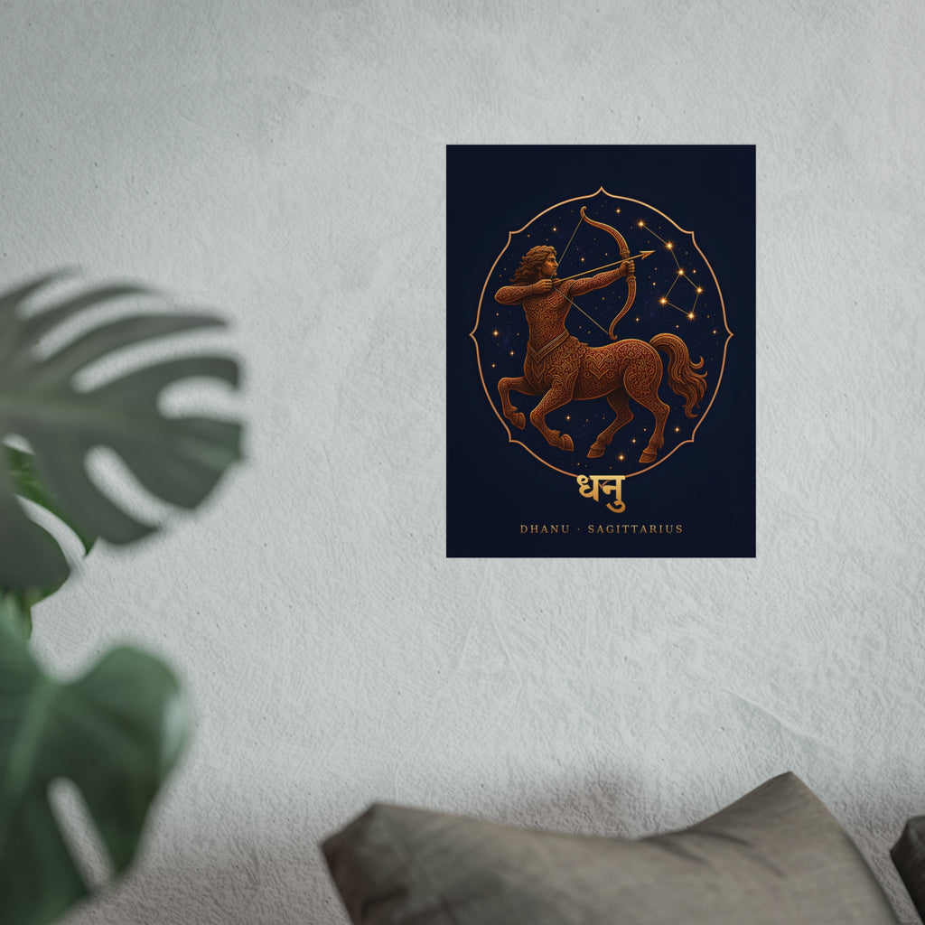 Dhanu Sagittarius Mandala Archer Art Print | Vedic Astrology Fine Art Poster | AstralWhere