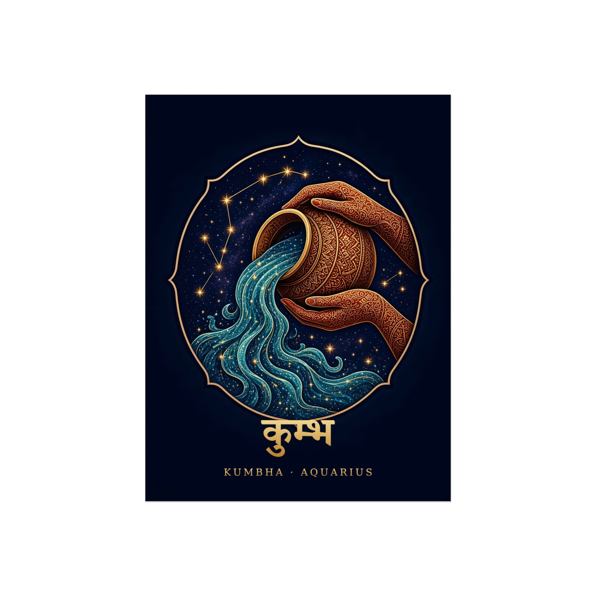 Kumbha Aquarius Mandala Water Pot Art Print | Vedic Astrology Fine Art Poster | AstralWhere
