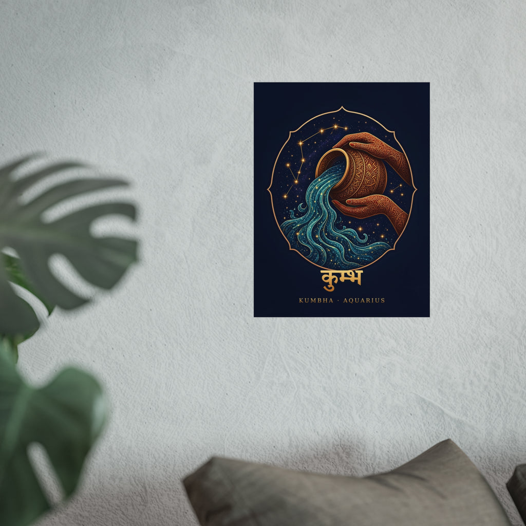 Kumbha Aquarius Mandala Water Pot Art Print | Vedic Astrology Fine Art Poster | AstralWhere