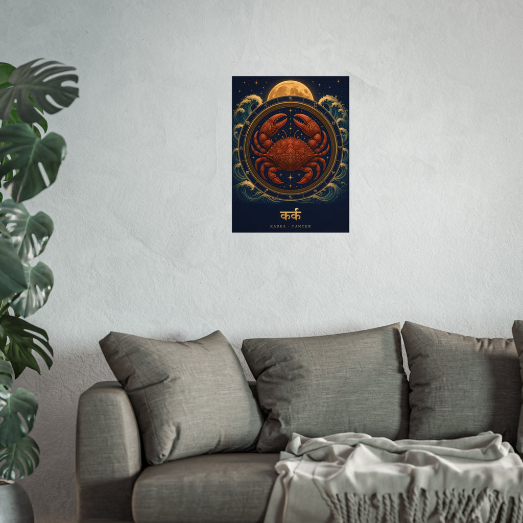 Karka Cancer Zodiac Wheel Art Print | Vedic Rashi Chakra Poster | AstralWhere
