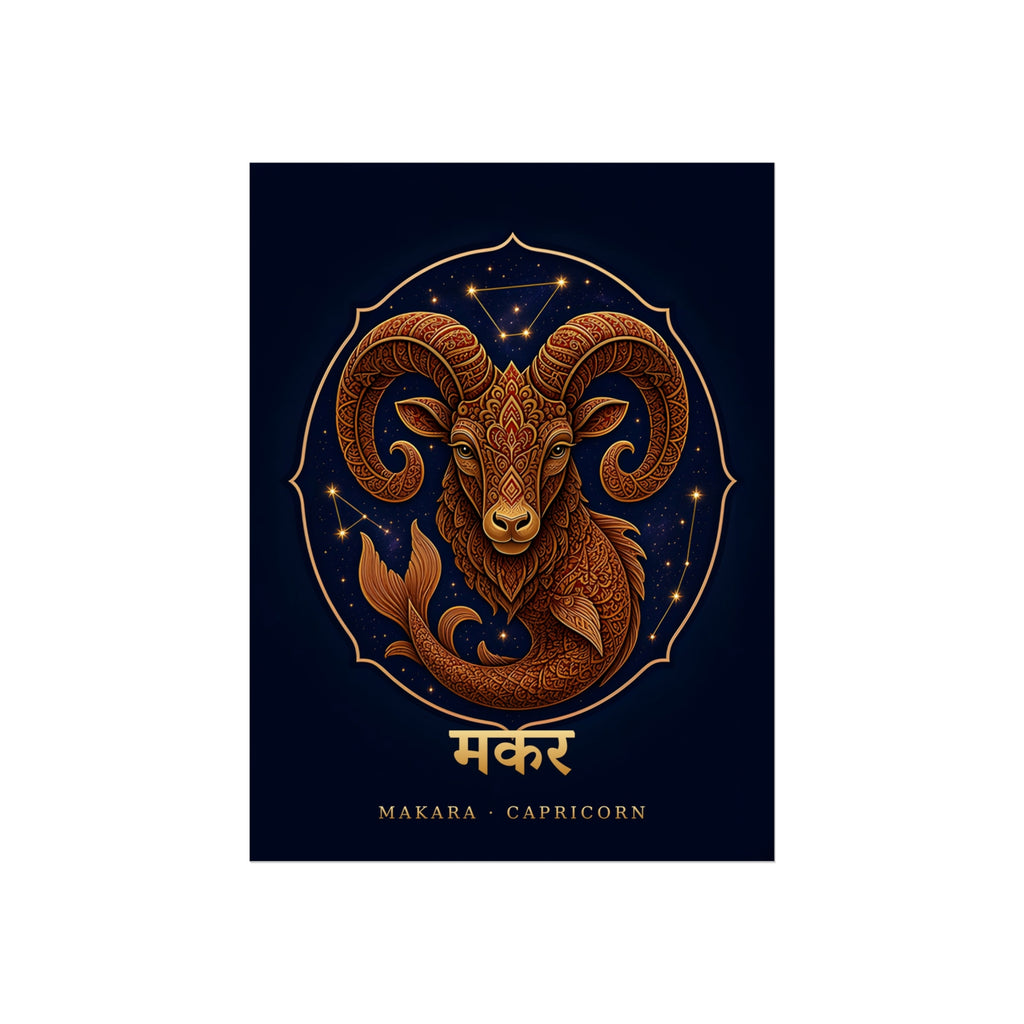 Makara Capricorn Mandala Sea-Goat Art Print | Vedic Astrology Fine Art Poster | AstralWhere