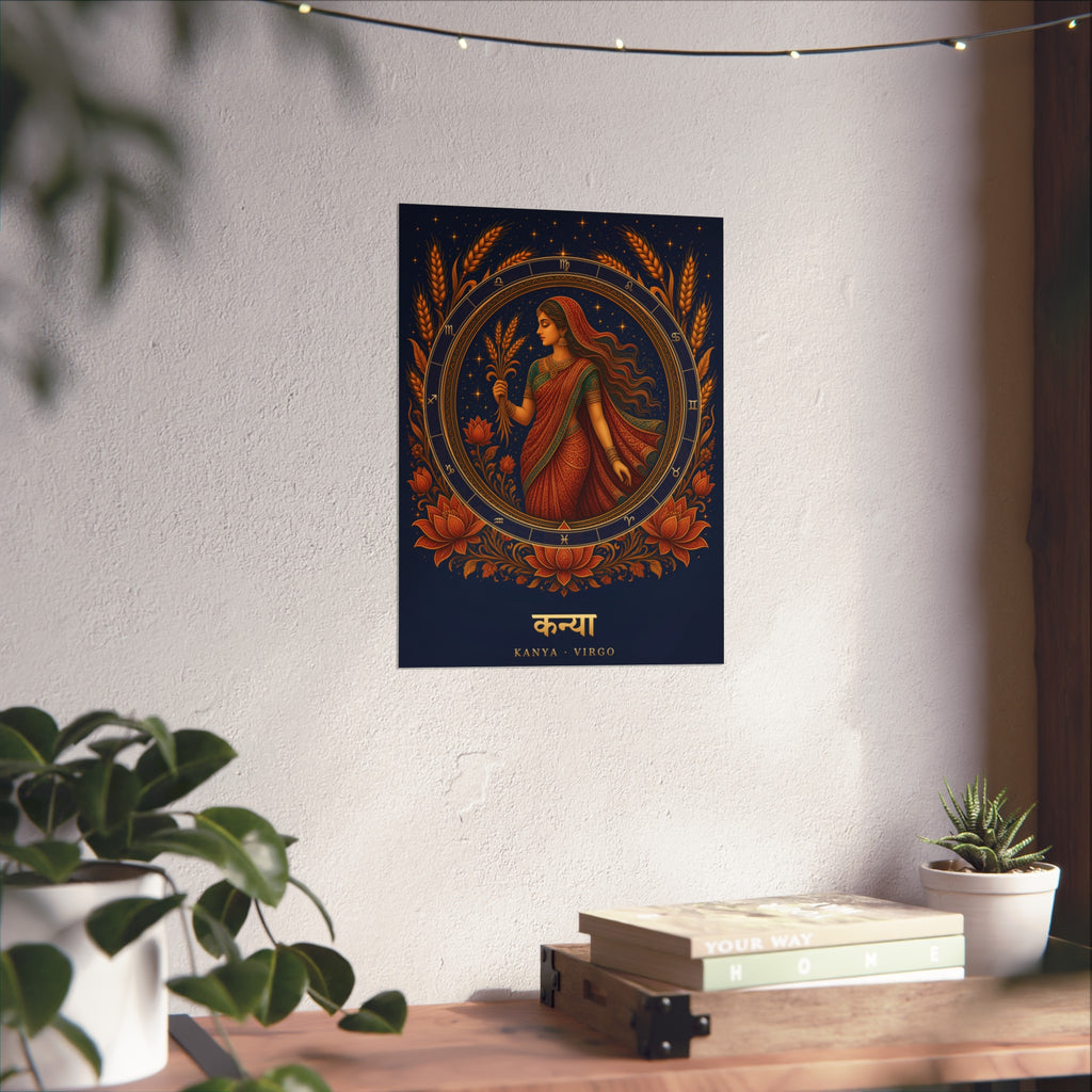 Kanya Virgo Zodiac Wheel Art Print | Vedic Rashi Chakra Poster | AstralWhere