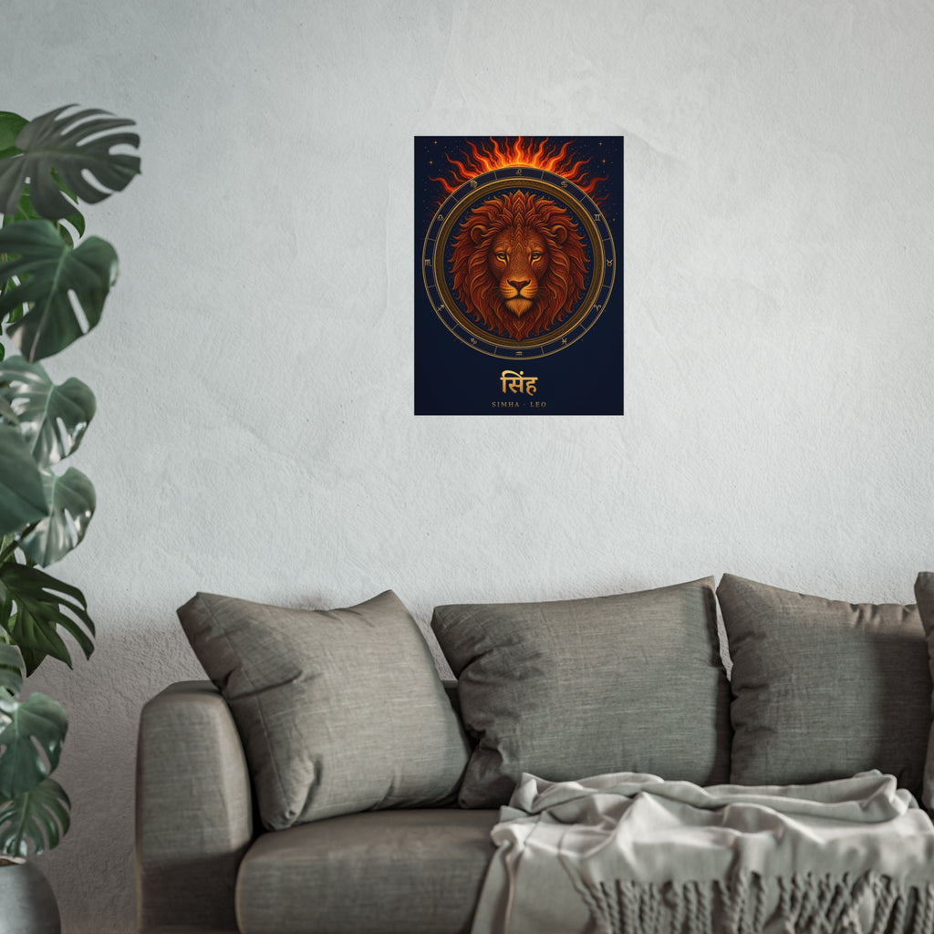 Simha Leo Zodiac Wheel Art Print | Vedic Rashi Chakra Poster | AstralWhere