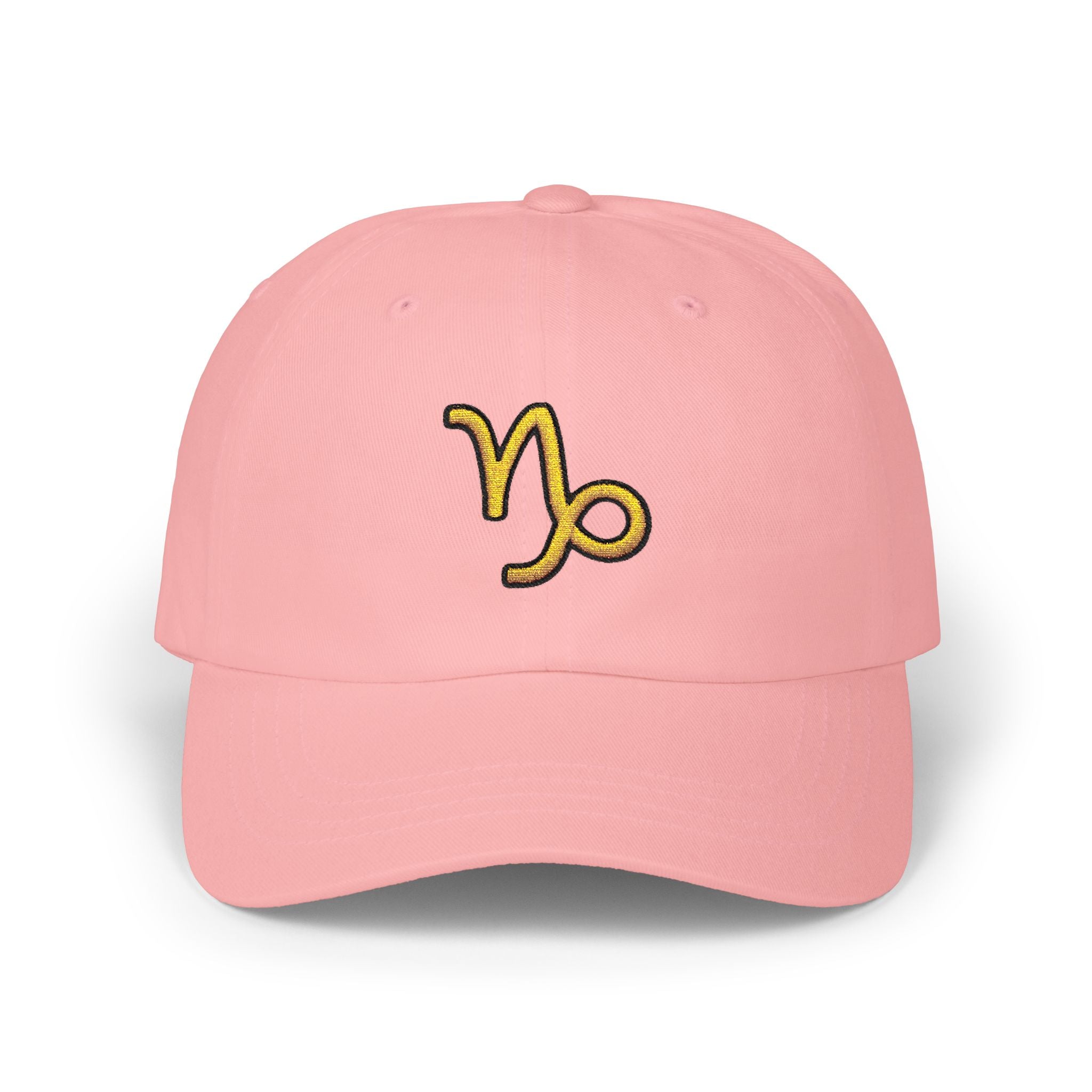 Capricorn Zodiac Dad Cap — Embroidered Gold Capricorn Symbol Baseball Hat