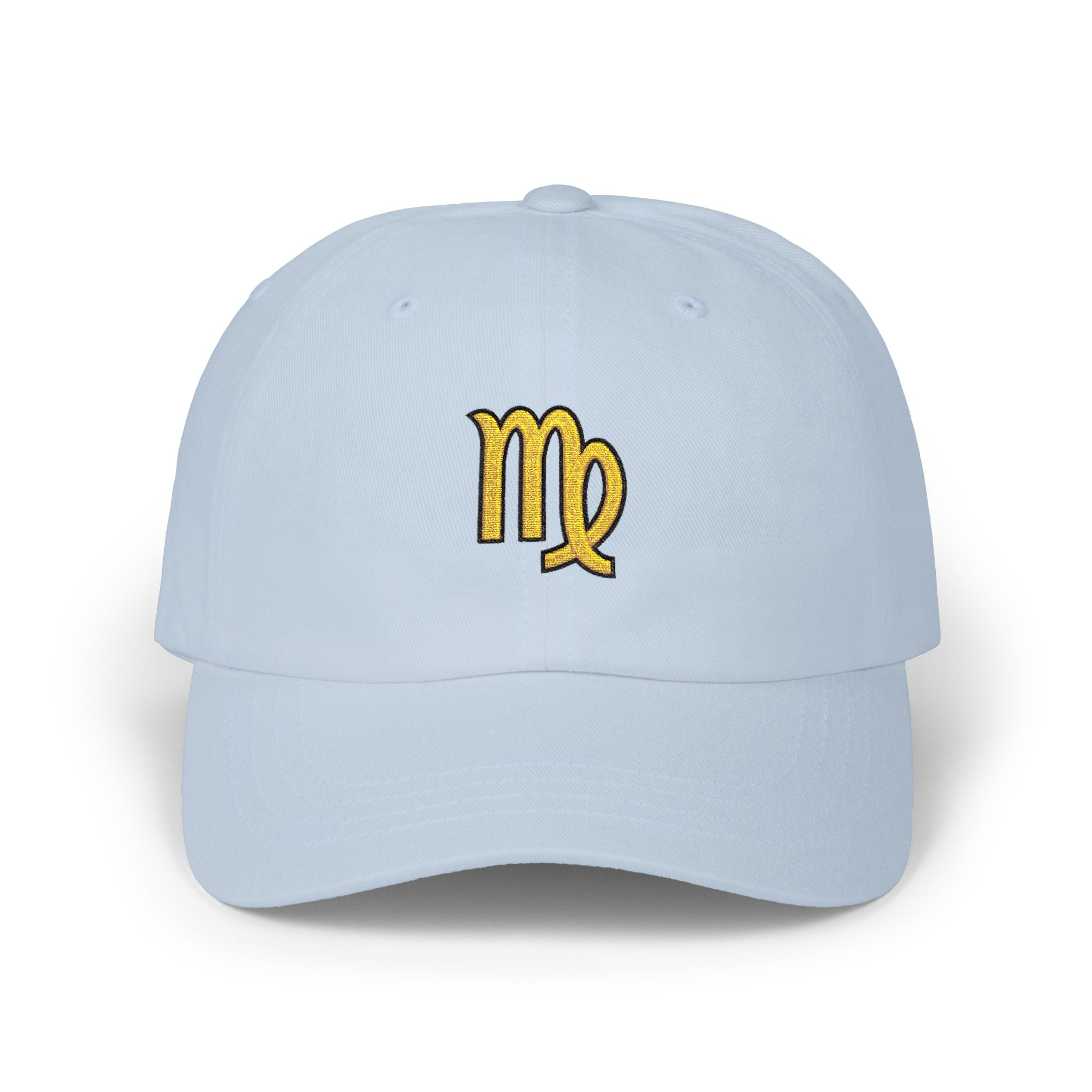 Virgo Zodiac Dad Cap — Embroidered Gold Virgo Symbol Baseball Hat