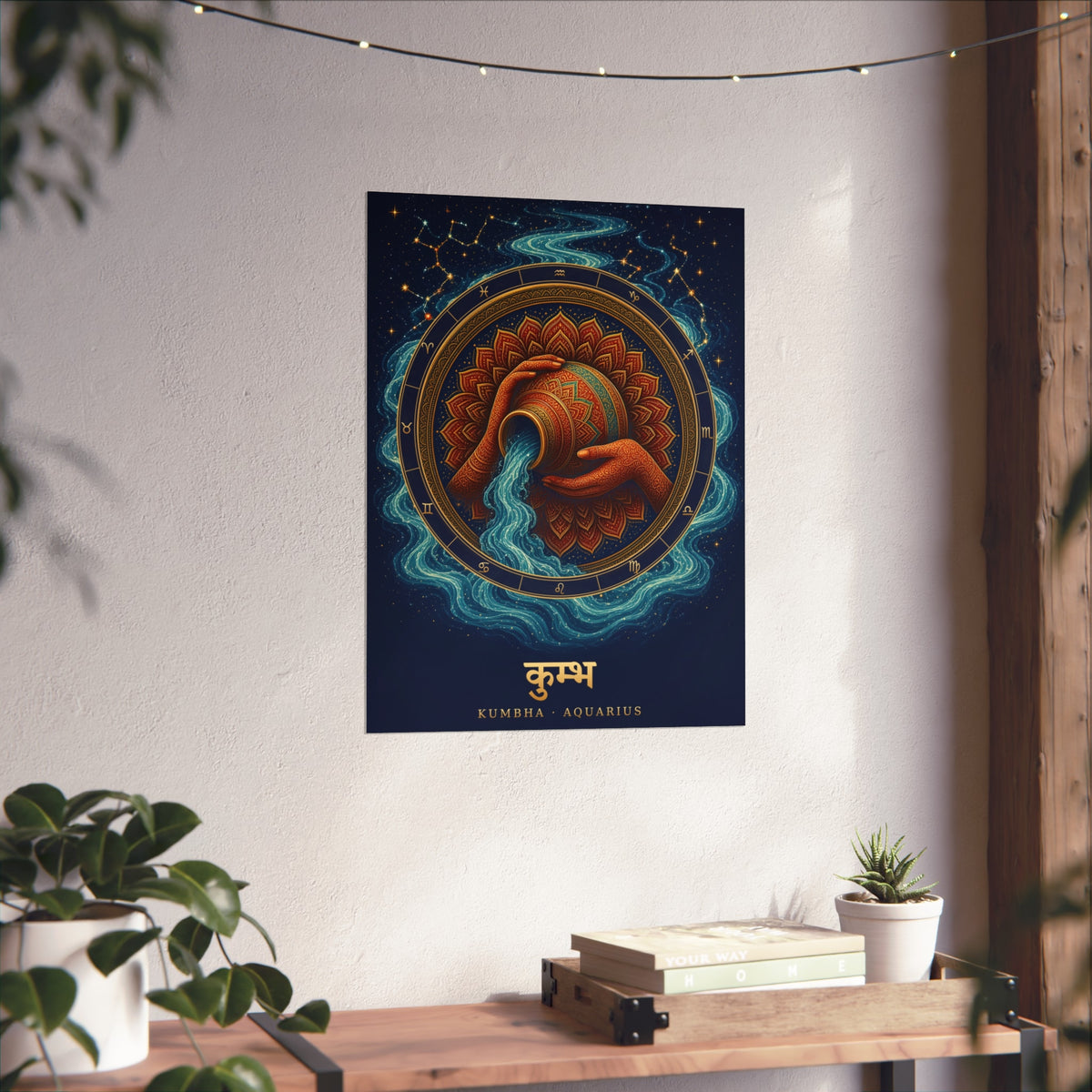Kumbha Aquarius Zodiac Wheel Art Print | Vedic Rashi Chakra Poster | AstralWhere