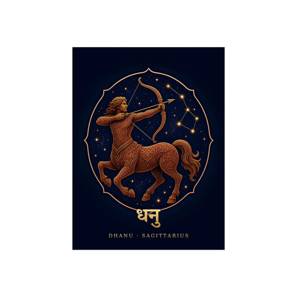 Dhanu Sagittarius Mandala Archer Art Print | Vedic Astrology Fine Art Poster | AstralWhere