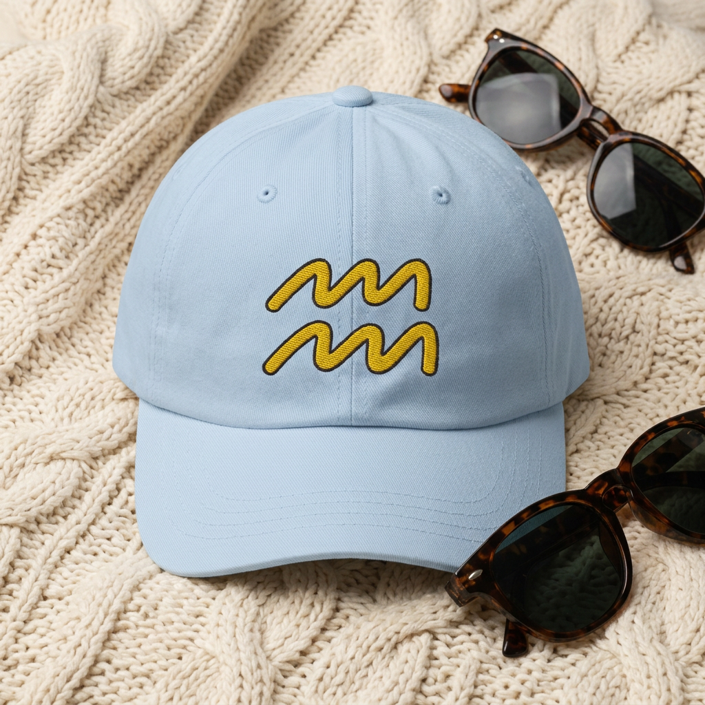 Aquarius Embroidered Baseball Cap — Classic Dad Hat for Zodiac Lovers
