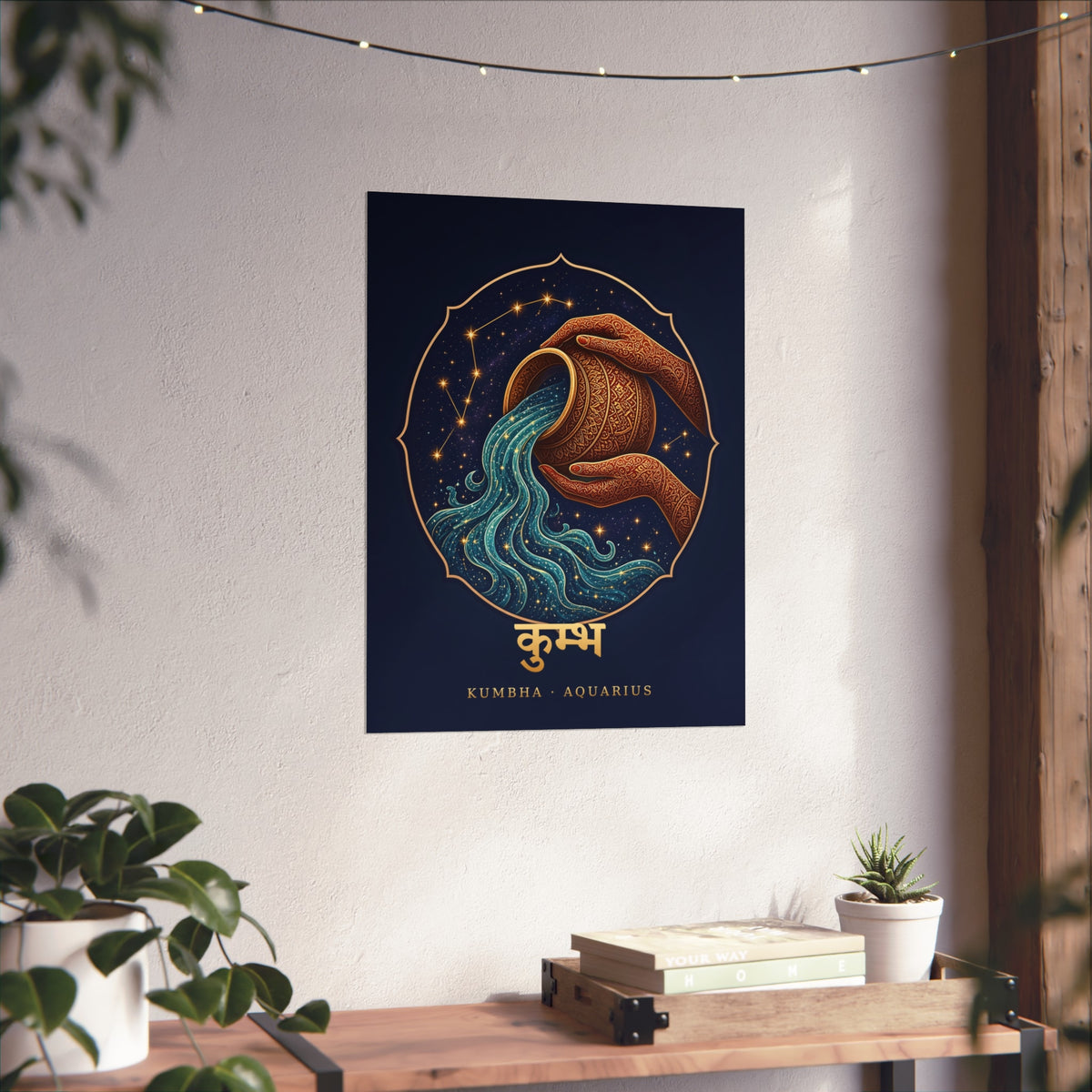 Kumbha Aquarius Mandala Water Pot Art Print | Vedic Astrology Fine Art Poster | AstralWhere