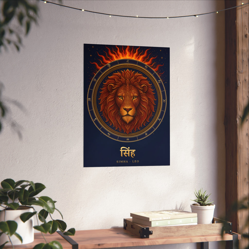 Simha Leo Zodiac Wheel Art Print | Vedic Rashi Chakra Poster | AstralWhere
