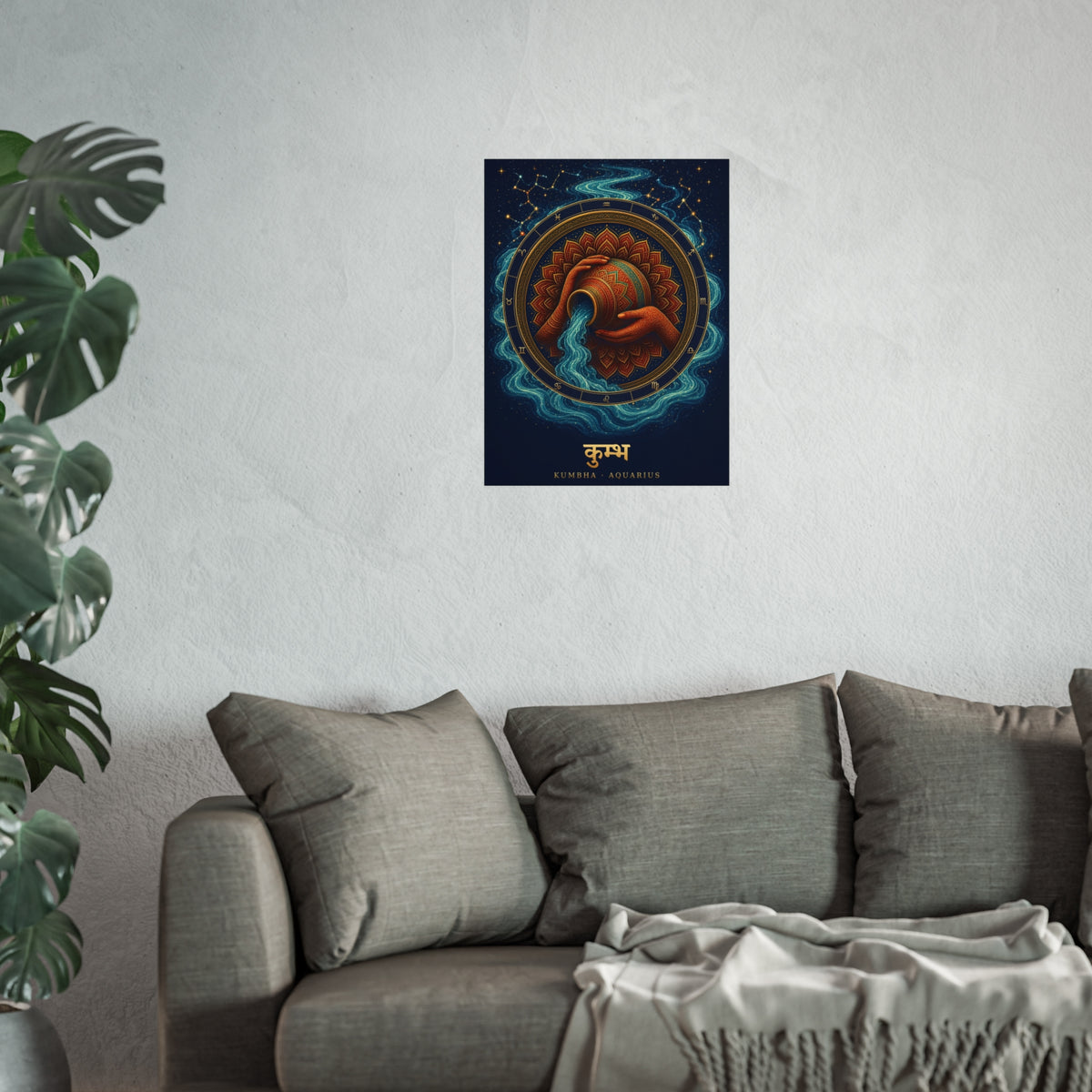 Kumbha Aquarius Zodiac Wheel Art Print | Vedic Rashi Chakra Poster | AstralWhere