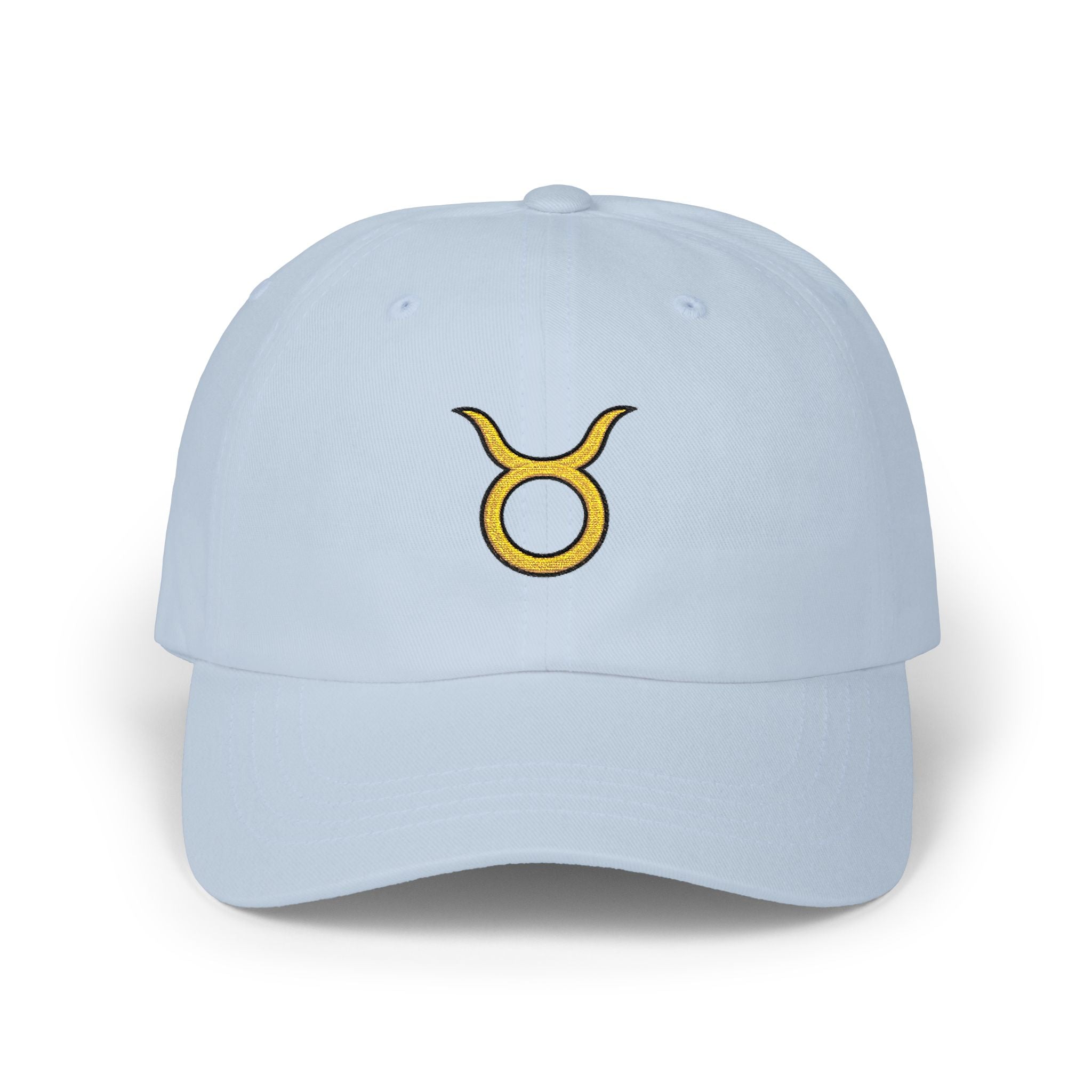 Taurus Zodiac Dad Cap — Embroidered Gold Taurus Symbol Baseball Hat