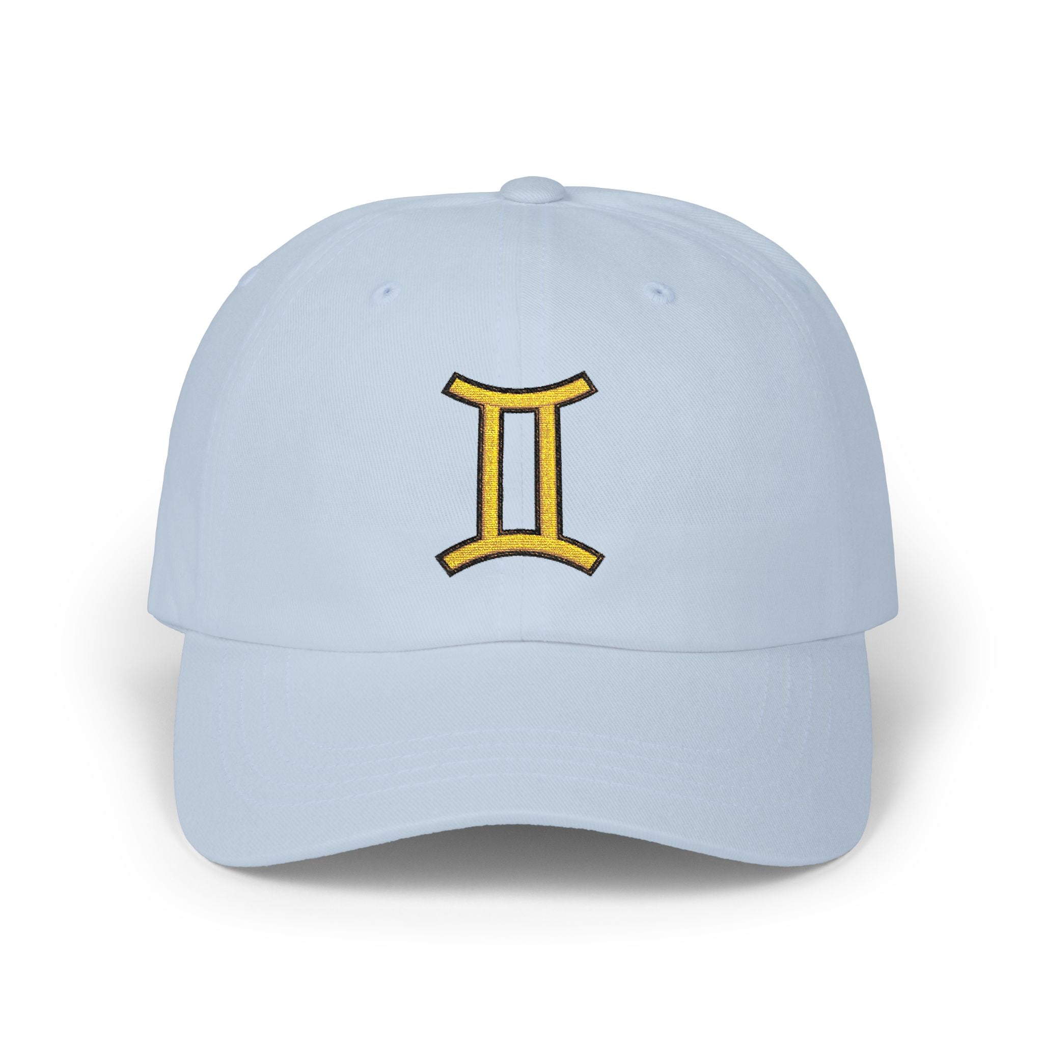 Gemini Zodiac Dad Cap — Embroidered Gold Gemini Symbol Baseball Hat
