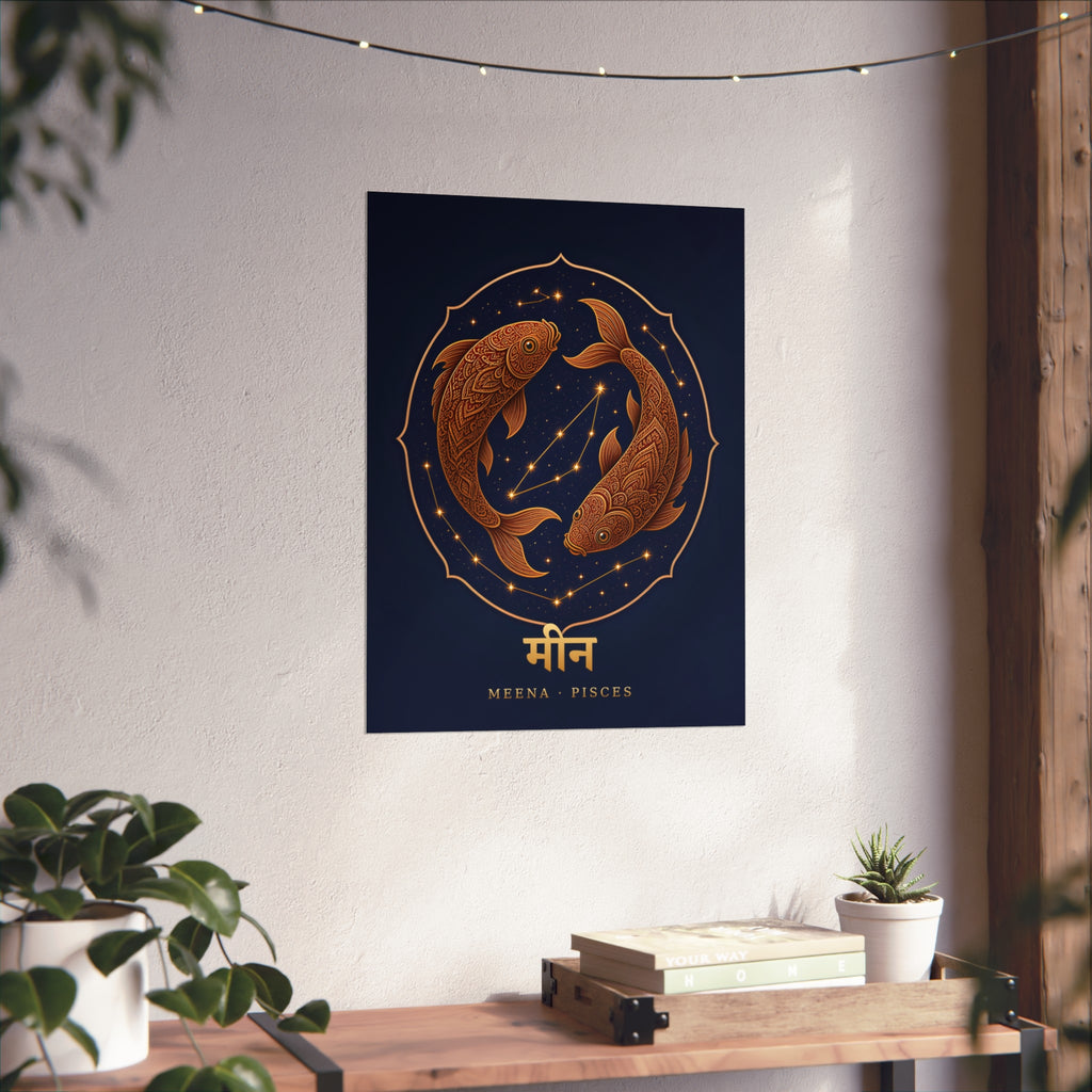 Meena Pisces Mandala Fish Art Print | Vedic Astrology Fine Art Poster | AstralWhere