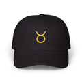 Taurus Zodiac Dad Cap — Embroidered Gold Taurus Symbol Baseball Hat