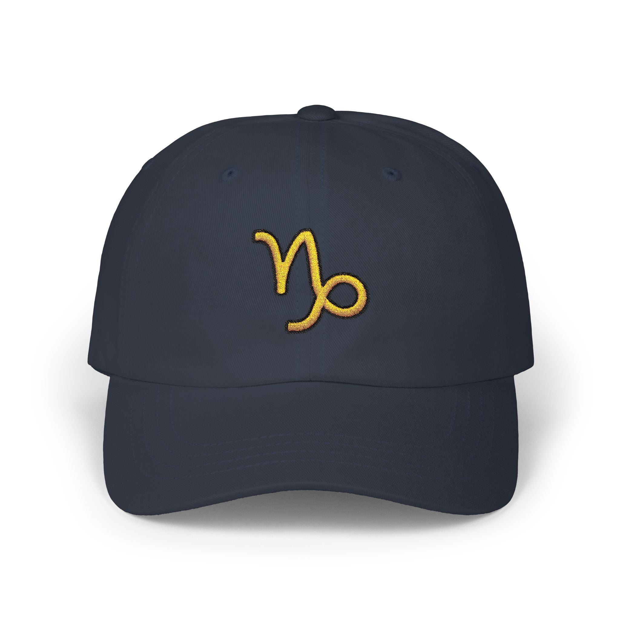 Capricorn Zodiac Dad Cap — Embroidered Gold Capricorn Symbol Baseball Hat