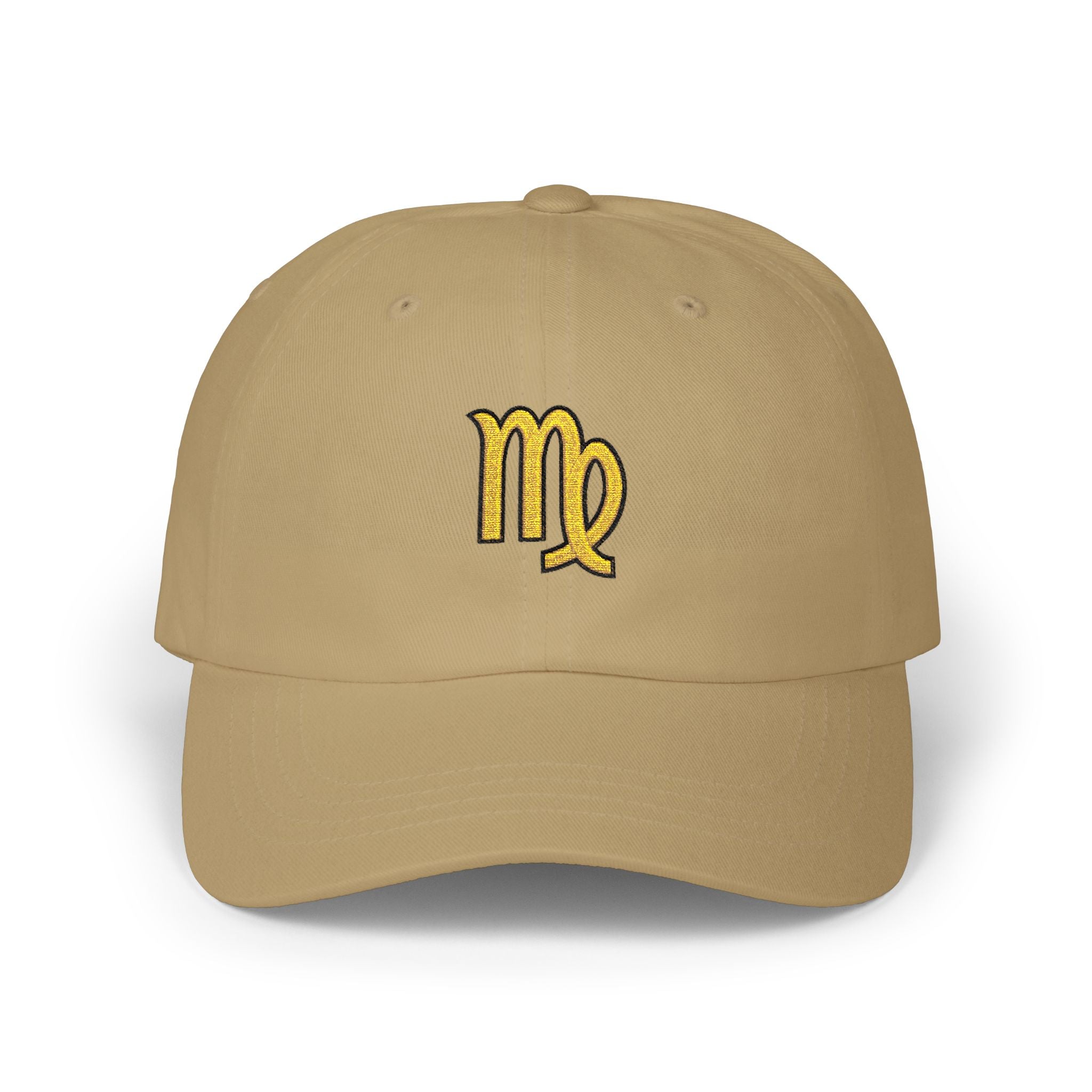 Virgo Zodiac Dad Cap — Embroidered Gold Virgo Symbol Baseball Hat