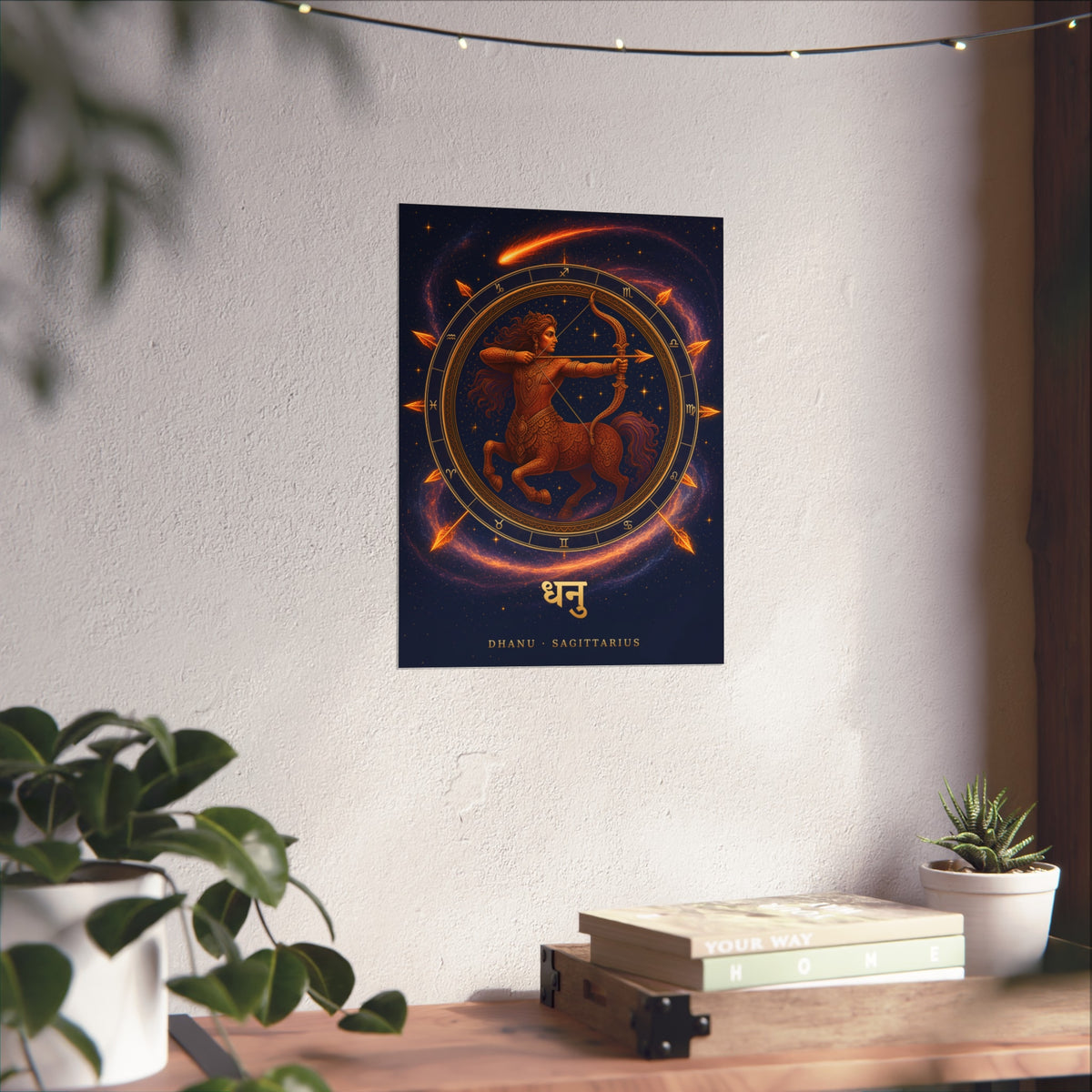 Dhanu Sagittarius Zodiac Wheel Art Print | Vedic Rashi Chakra Poster | AstralWhere
