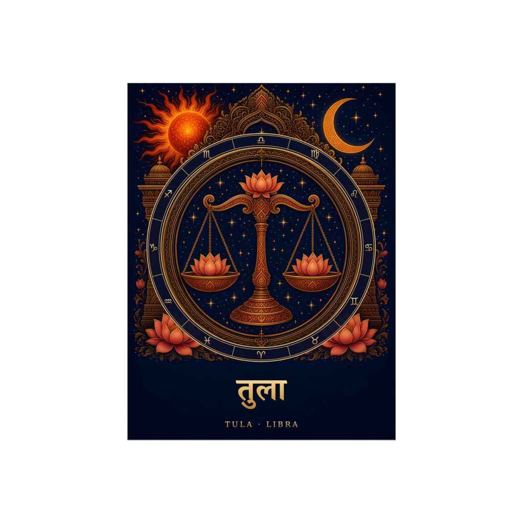Tula Libra Zodiac Wheel Art Print | Vedic Rashi Chakra Poster | AstralWhere