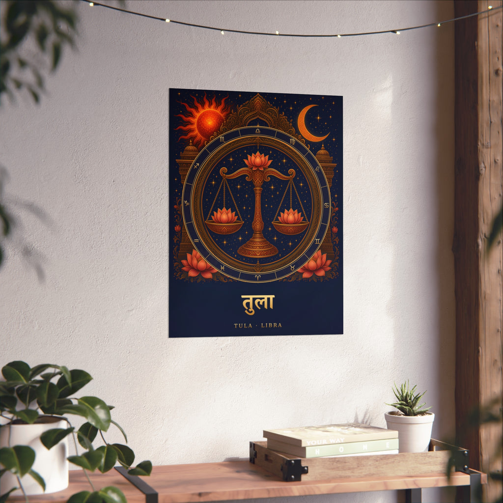 Tula Libra Zodiac Wheel Art Print | Vedic Rashi Chakra Poster | AstralWhere