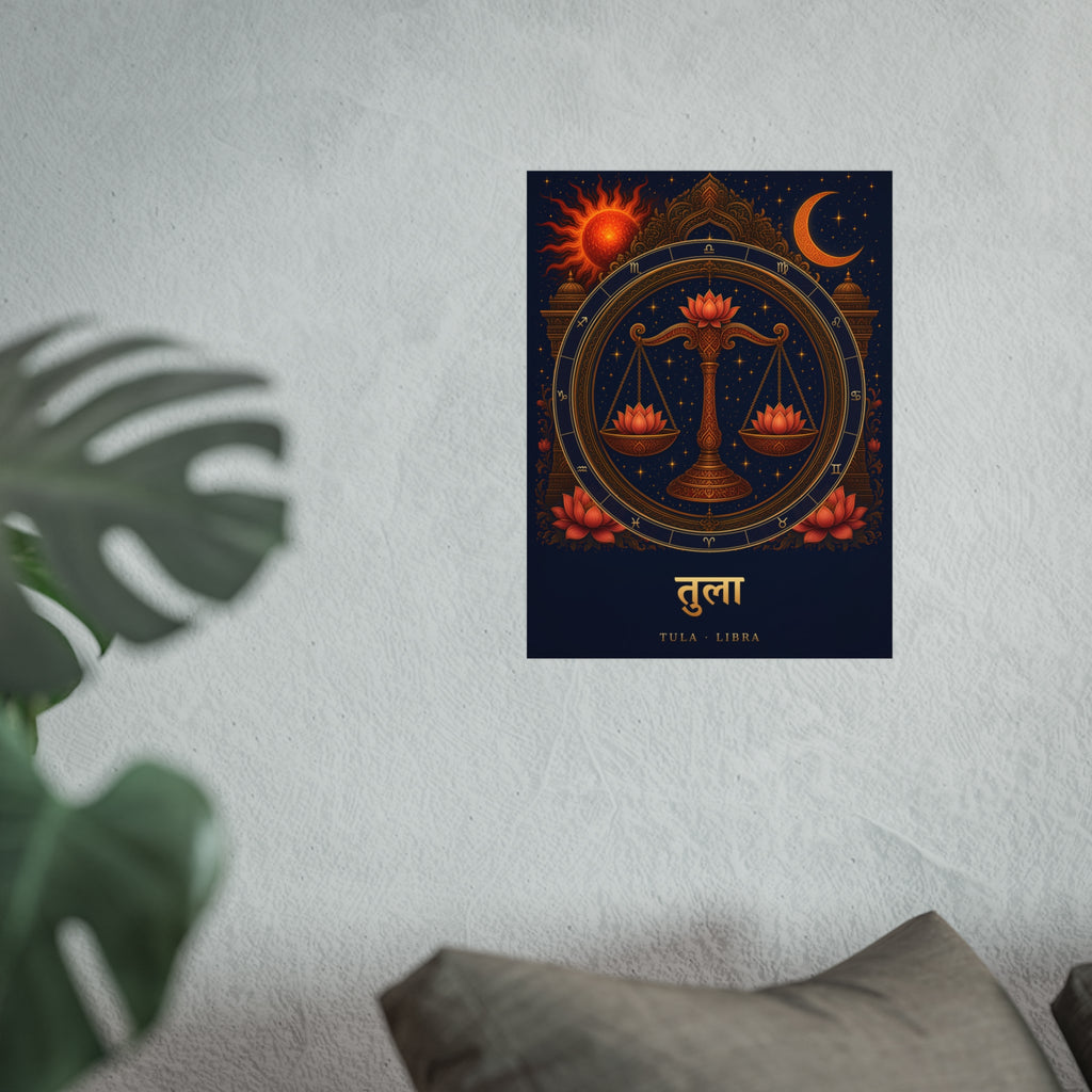Tula Libra Zodiac Wheel Art Print | Vedic Rashi Chakra Poster | AstralWhere