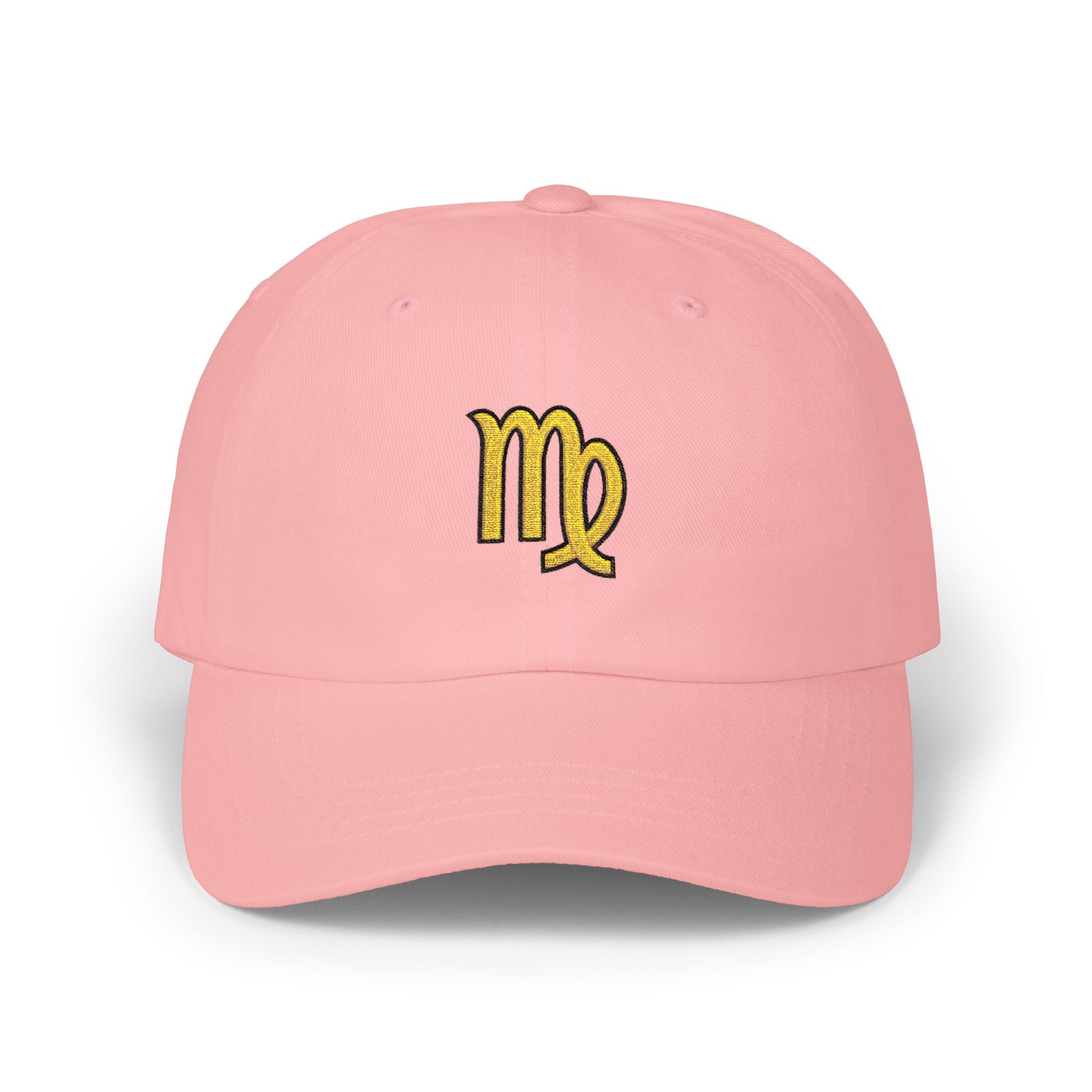 Virgo Zodiac Dad Cap — Embroidered Gold Virgo Symbol Baseball Hat
