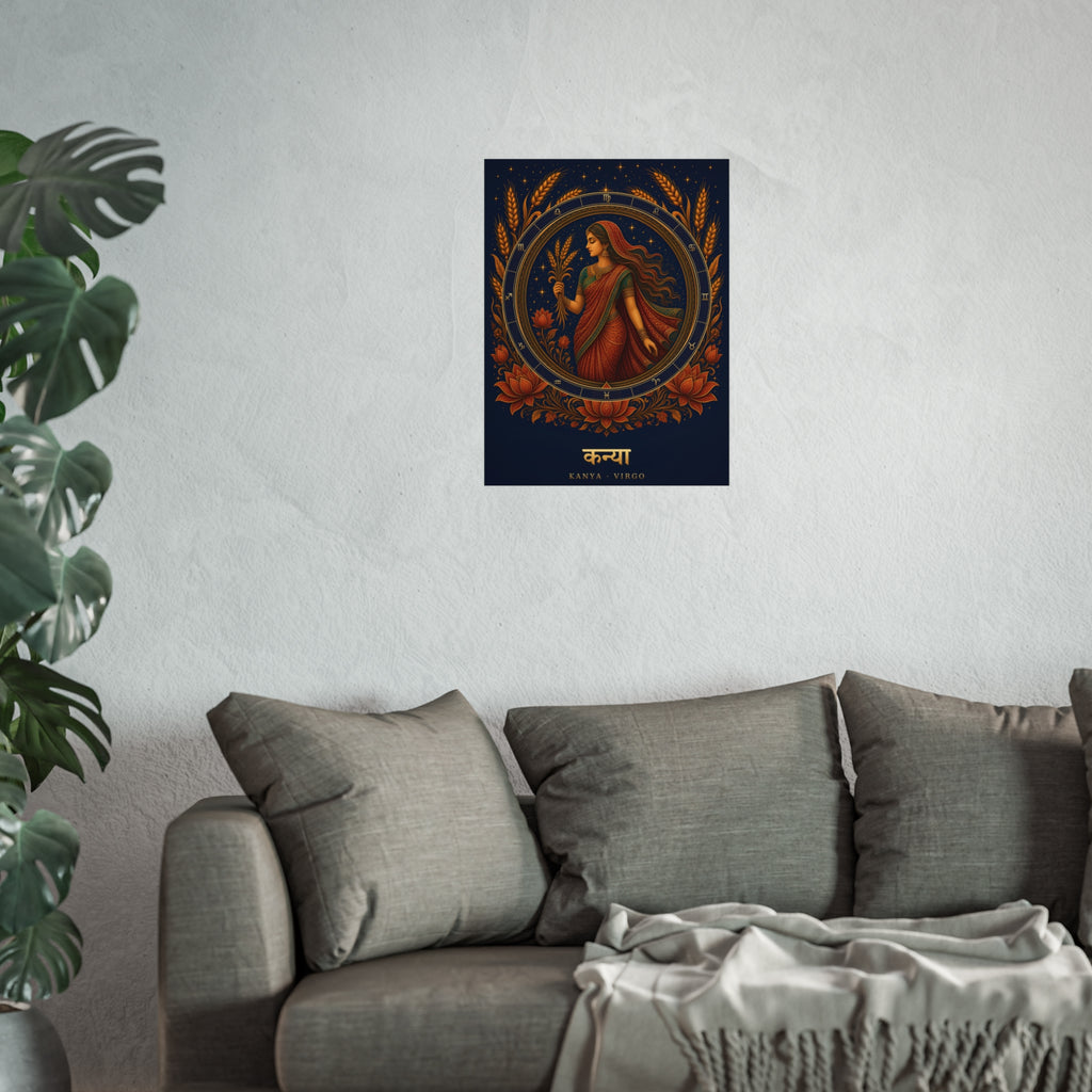 Kanya Virgo Zodiac Wheel Art Print | Vedic Rashi Chakra Poster | AstralWhere