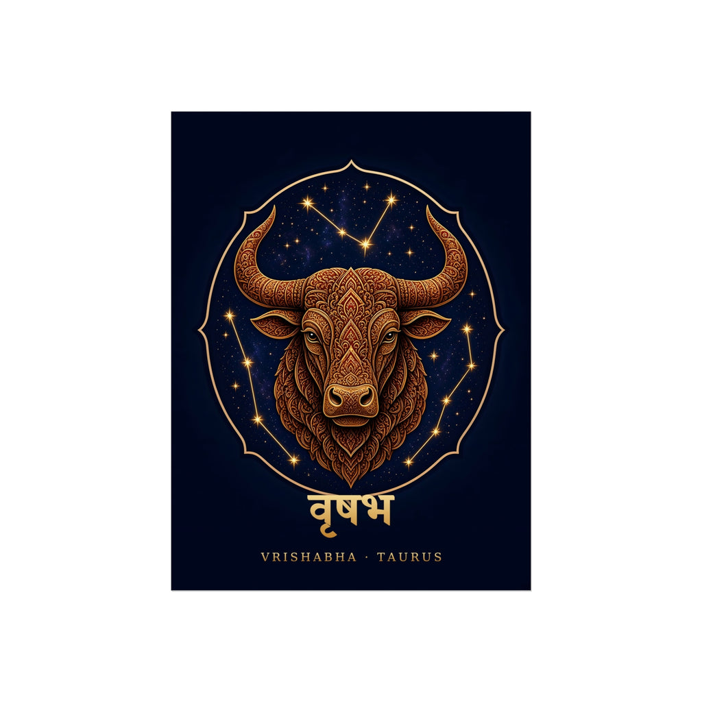Vrishabha Taurus Mandala Bull Art Print | Vedic Astrology Fine Art Poster | AstralWhere
