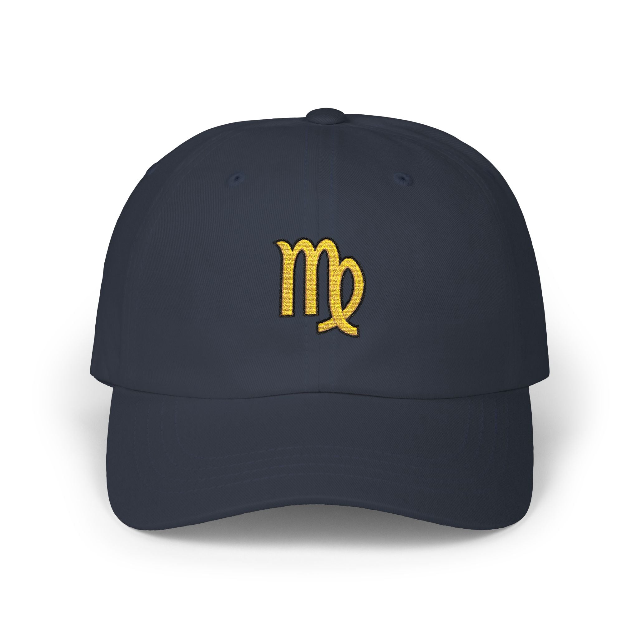 Virgo Zodiac Dad Cap — Embroidered Gold Virgo Symbol Baseball Hat